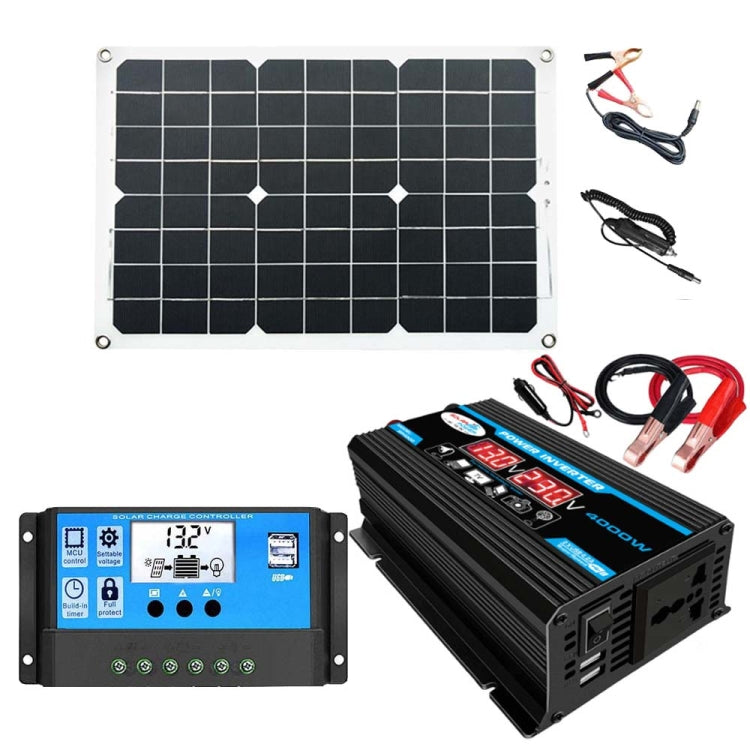 ソーラーパワーシステム インバーター 30Aコントローラー＋18W 12Vソーラーパネル、仕様：、ブラック 12V→110V、ブラック 12V→220V、イエロー 12V→110V、イエロー 12V→220V