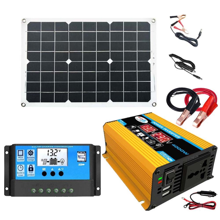 ソーラーパワーシステム インバーター 30Aコントローラー＋18W 12Vソーラーパネル、仕様：、ブラック 12V→110V、ブラック 12V→220V、イエロー 12V→110V、イエロー 12V→220V