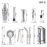 17in1 400ml ガラスシェーカー目盛り付きシェーカーセット、K17-3