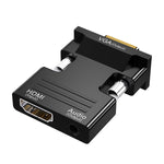 HDMIメスからVGAオス オーディオアダプター付き コンピュータモニターTVプロジェクター変換器、ホワイト、ゴールド、ブラック