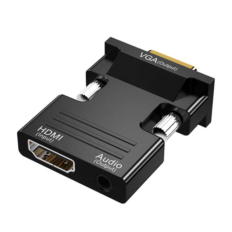 HDMIメスからVGAオス オーディオアダプター付き コンピュータモニターTVプロジェクター変換器、ホワイト、ゴールド、ブラック