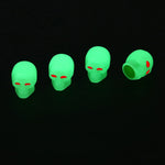 1 Sets Car Tire Luminous Valve Cap Motorcycle Skull Valve Core Cap, 1 Set Red, 1 Set Blue, 1 Set Green, 1 Set Yellow