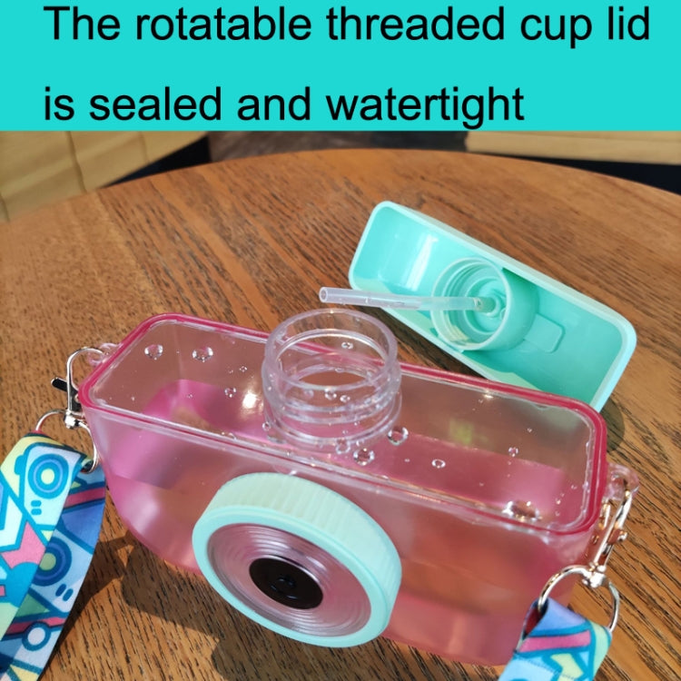 カメラプラスチックカップ子供用ストロー付きジュースカップトラベルレジャーウォーターカップ、ピンク、ブルー、パープル、イエロー