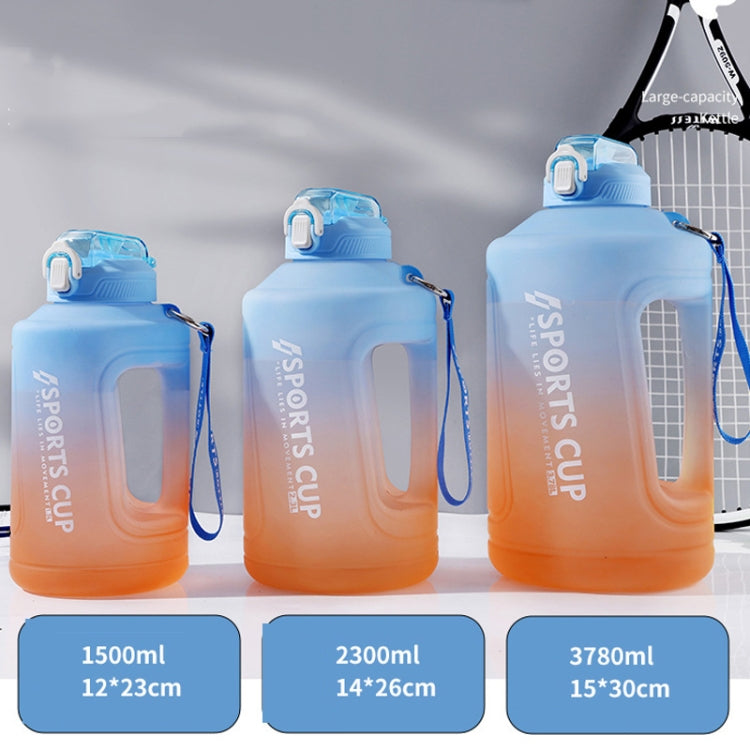 大容量グラデーションストローカップ スポーツボトル 目盛り付き、1500ml、2300ml、3800ml