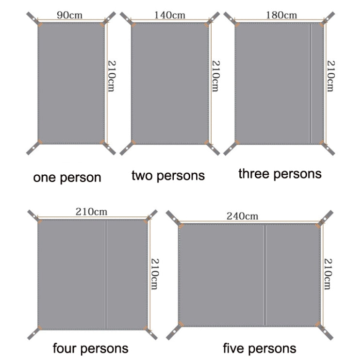 アウトドアテントマット 厚手オックスフォード布防水ピクニックマット、サイズ：90x210cm、140x210cm、180x210cm、210x210cm、240x210cm