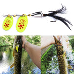 HENGJIA SP304 6.5cm 13g フェザーフック回転スパンコールロードルアーベイト、SP304 イエロー、SP304 オレンジレッド、SP304 ブラック