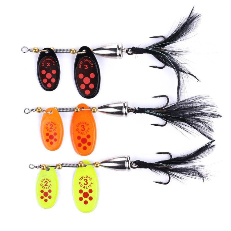 HENGJIA SP304 6.5cm 13g フェザーフック回転スパンコールロードルアーベイト、SP304 イエロー、SP304 オレンジレッド、SP304 ブラック