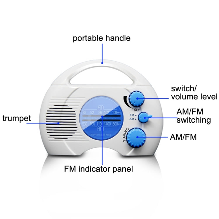 SY-910 AM/FM 2波ラジオ IPX4防水 ポータブルラジオ, SY-910