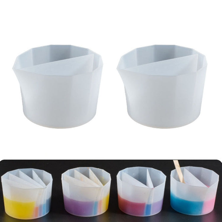 2個セット DIYクリスタルエポキシ カラーセパレーションカップ シリコントーニングカップ、スタイル：2個 2グリッド、2個 3グリッド、2個 4グリッド、2個 5グリッド