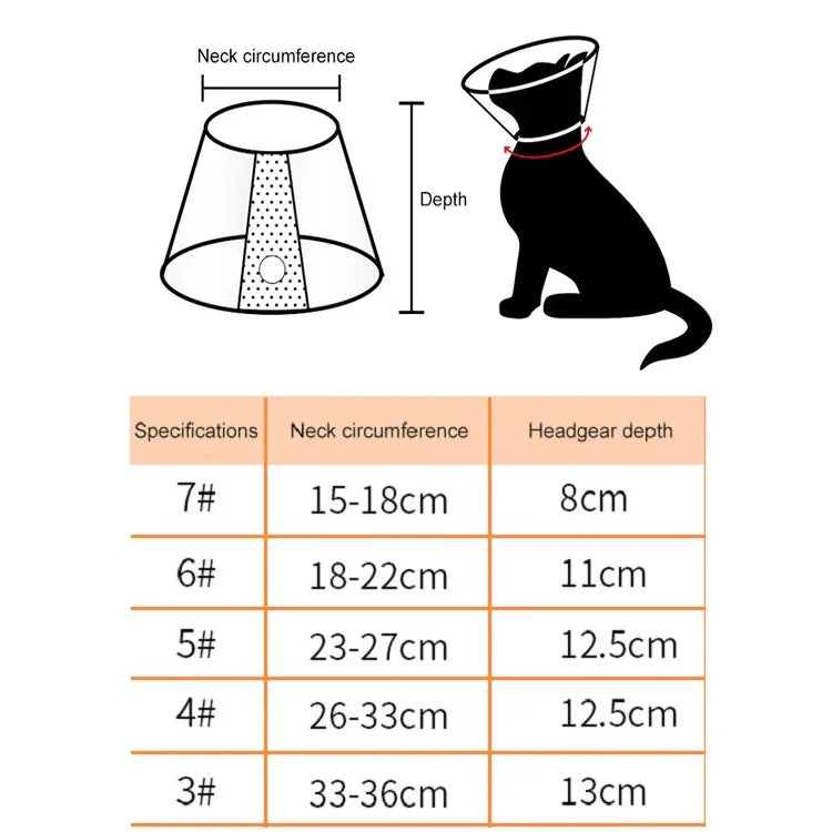 ペット保護用ヘッドギア 猫と犬用 噛みつき防止カラー 美容・手術後用 サイズ: No.7/8cm, No.7, No.6, No.5, No.4, No.3