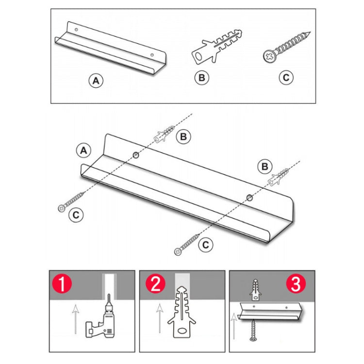 家庭用キッチンオフィス用壁掛けアクリル棚、アクリル棚 30x10x6cm、アクリル棚 40x10x6cm