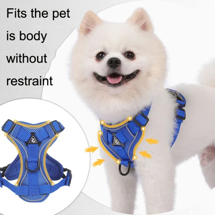 HT-864 ペット用トラクションロープ 反射通気性犬用チェストストラップベスト、サイズ：、S、M、L、XL