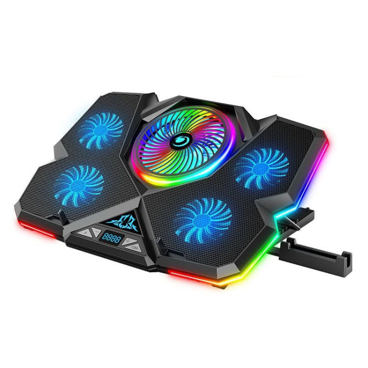 CoolCold 五ファン 2 USBポート ノートパソコンクーラー ゲーミングノートクールスタンド、バージョン：、タッチシンフォニーブルー