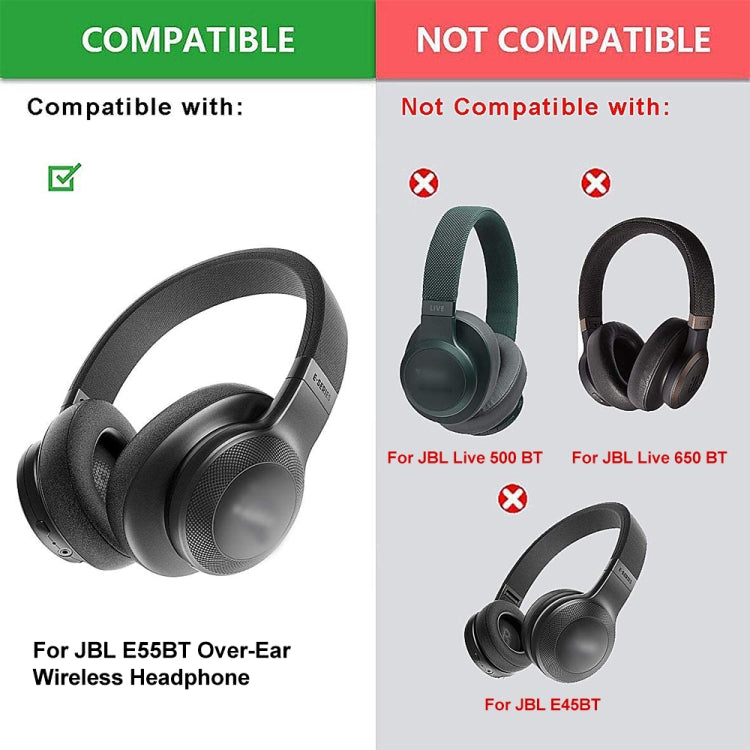 2個セット ヘッドホンカバーフォームカバー JBL E55BT 用、カラー：左右なし、ブラック、ブルー、グレー、レッド、グリーン、グレー、左右なし、ベルベット厚手、サッカーネット厚手
