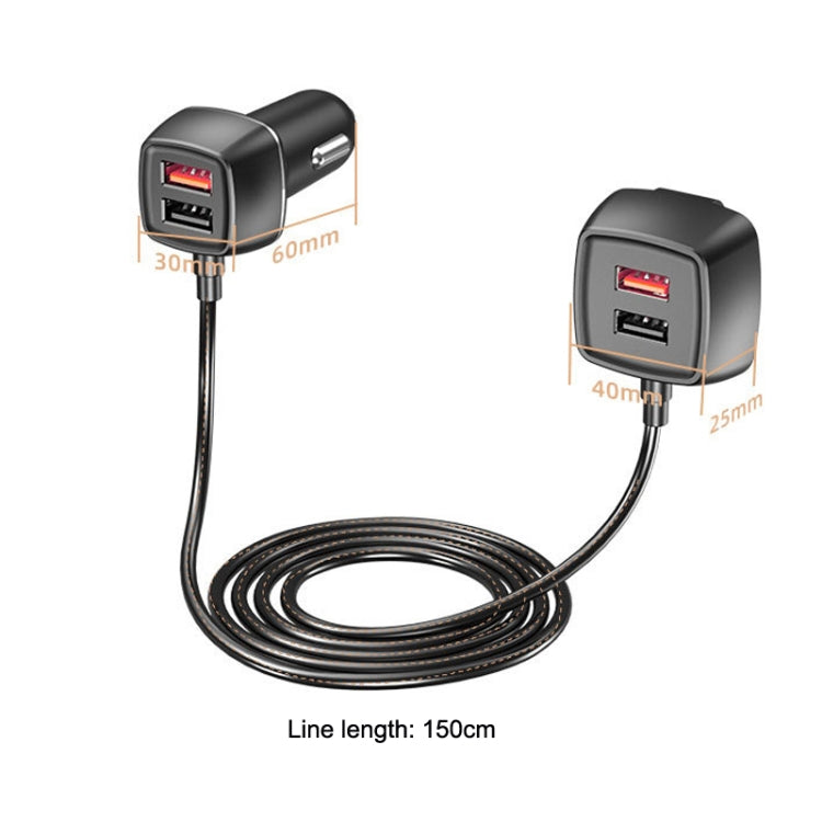 One For Four Car Charger QC3.0 Fast Charge 4USB Car Front And Rear Seat Car Charger, Style:, Upgraded Edition