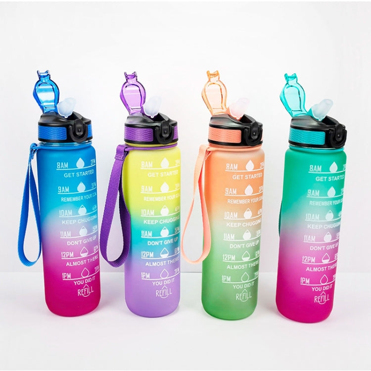 1000ml グラデーションスペースカップ スポーツボトル バウンスリッド ストローカップ オレンジ-グリーングラデーション、ブルー＆レッドグラデーション、グリーン＆レッドグラデーション、イエローパープルグラデーション、ブラック、ブルー、グリーン