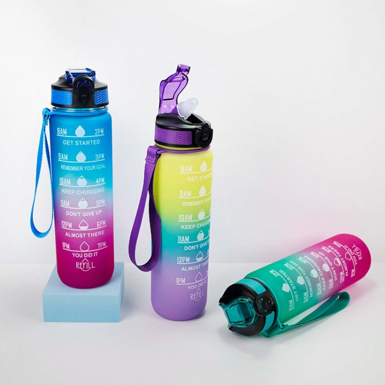 1000ml グラデーションスペースカップ スポーツボトル バウンスリッド ストローカップ オレンジ-グリーングラデーション、ブルー＆レッドグラデーション、グリーン＆レッドグラデーション、イエローパープルグラデーション、ブラック、ブルー、グリーン