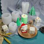 DIYクリスマスキャンドル アロマセラピー石膏シリコンモールド、形状：サンタ、シンプルクリスマスツリー、三角クリスマスツリー、クリスマスギフト、単一立体、スノーハウス3、単一クリスマスシリンダー、折り紙クリスマスツリー、8コーンコンテストクリスマスツリー