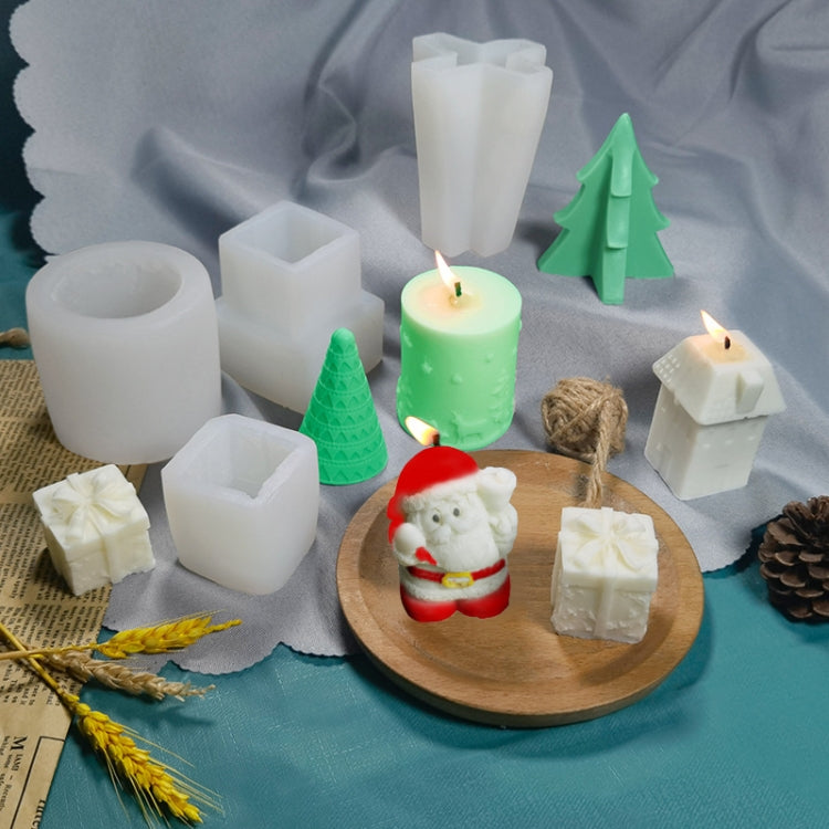 DIYクリスマスキャンドル アロマセラピー石膏シリコンモールド、形状：サンタ、シンプルクリスマスツリー、三角クリスマスツリー、クリスマスギフト、単一立体、スノーハウス3、単一クリスマスシリンダー、折り紙クリスマスツリー、8コーンコンテストクリスマスツリー