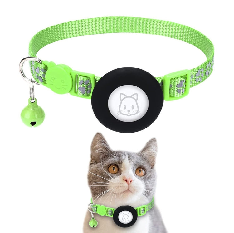 AirTag第2世代 / AirTag第1世代用ペット猫反射カラー鈴付き、ブルー、パープル、ブラック、ピンク、オレンジ、ライトグリーン、ローズレッド、グリーン、イエロー