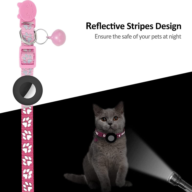 AirTag第2世代 / AirTag第1世代用ペット猫反射カラー鈴付き、ブルー、パープル、ブラック、ピンク、オレンジ、ライトグリーン、ローズレッド、グリーン、イエロー