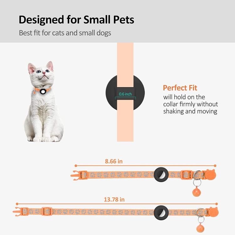AirTag第2世代 / AirTag第1世代用ペット猫反射カラー鈴付き、ブルー、パープル、ブラック、ピンク、オレンジ、ライトグリーン、ローズレッド、グリーン、イエロー
