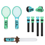 DOBE TNS-2123 スポーツライトセーバー + レッグストラップ + テニスラケット + リストストラップ 7-in-1 スポーツセット Nintendo Switch用、DOBE 7-in-1