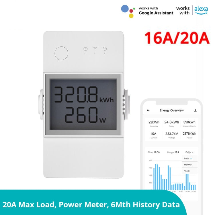 Sonoff POW Elite インテリジェント電力統計電流電力計測スイッチ、16A、20A
