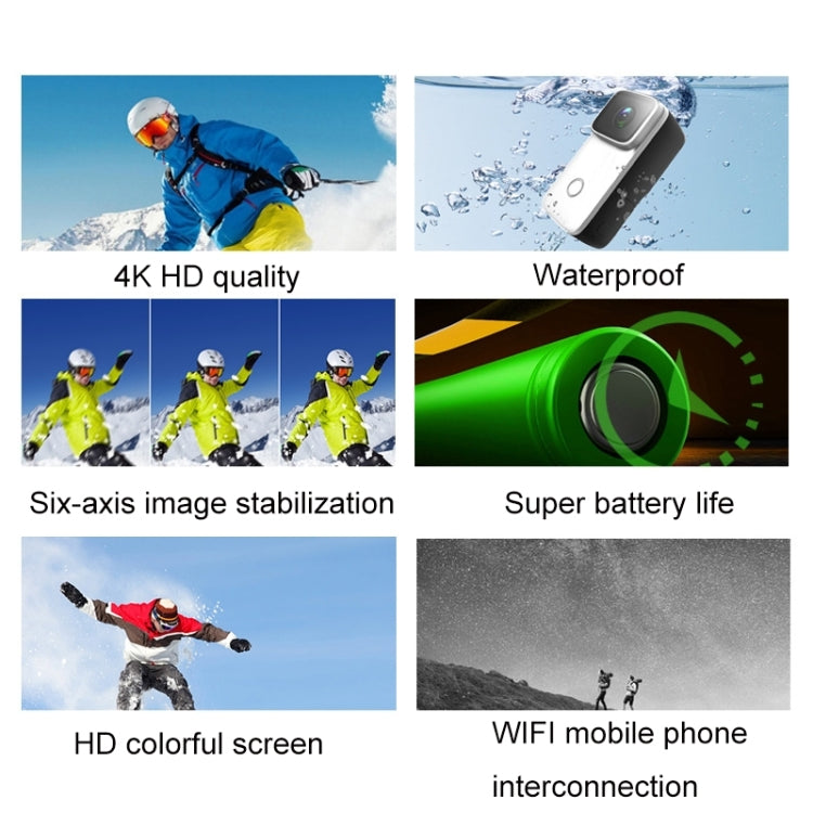 サムアクションカメラ 4K HD 手ブレ防止 WiFiカメラ、（ホワイト）、（ブラック）