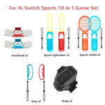 IPLAY HBS-447 Nintendo Switch用10-in-1 グリップ＋リストストラップ＋ストラップ＋ライトセーバー＋ラケットスポーツセット、IPLAY 10-in-1