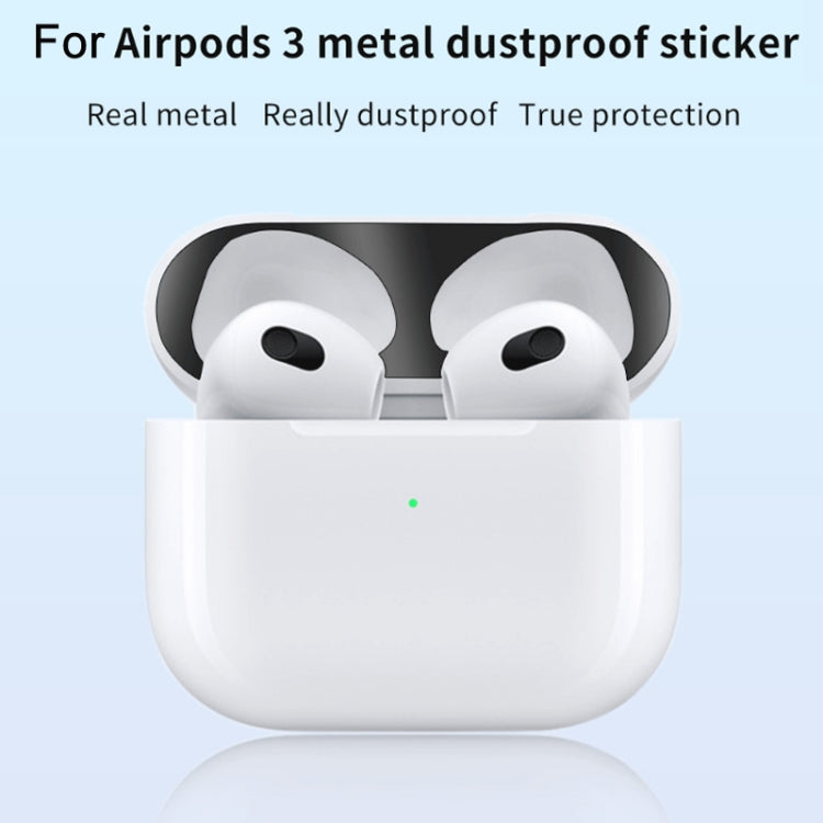 2個入り ヘッドホン内側カバーステッカー 防塵保護フィルム Airpods 3用 ブラック、ゴールド、シルバー、ローズゴールド、レッド、グリーン、ブルー、パープル