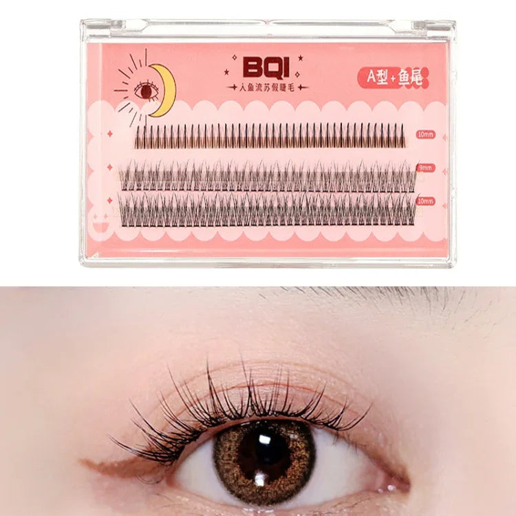 BQI B7229 軽量ナチュラルカール立体スリムつけまつげ、スタイル：タイプA+フィッシュテール（120PCS）、タイプA+フィッシュテール（200PCS）、タイプA+フィッシュテール+アンダーシブ（200PCS）