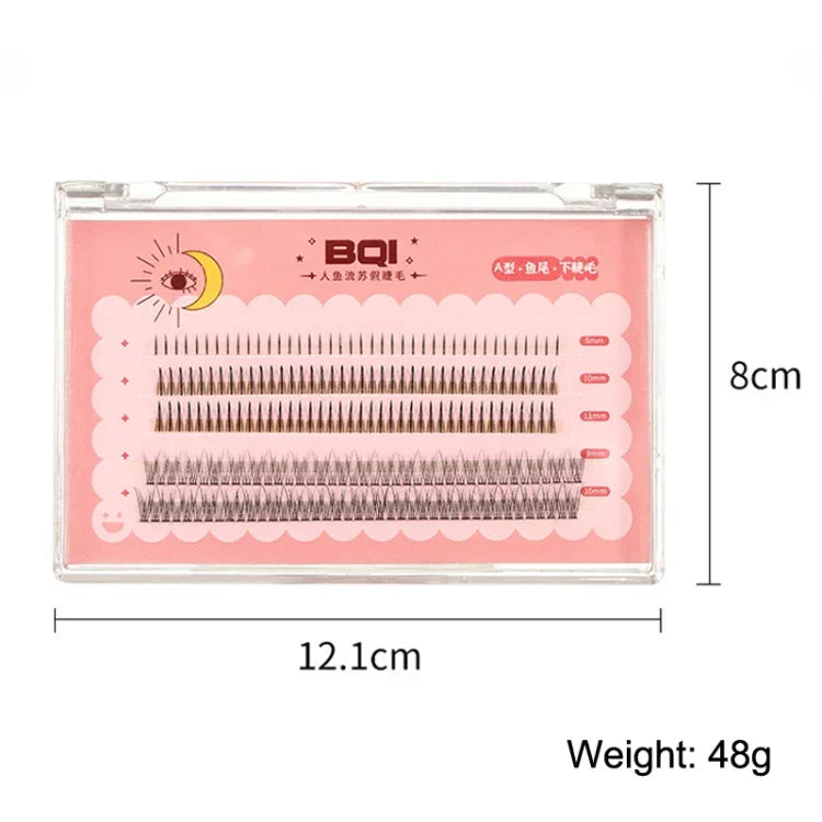 BQI B7229 軽量ナチュラルカール立体スリムつけまつげ、スタイル：タイプA+フィッシュテール（120PCS）、タイプA+フィッシュテール（200PCS）、タイプA+フィッシュテール+アンダーシブ（200PCS）