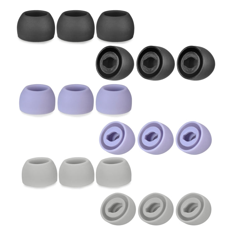 6個入り シリコン耳栓 TWS Samsung Galaxy Buds Pro用 大ブラック、中ブラック、小ブラック、大グレー、中グレー、小グレー、大パープル、中パープル、小パープル