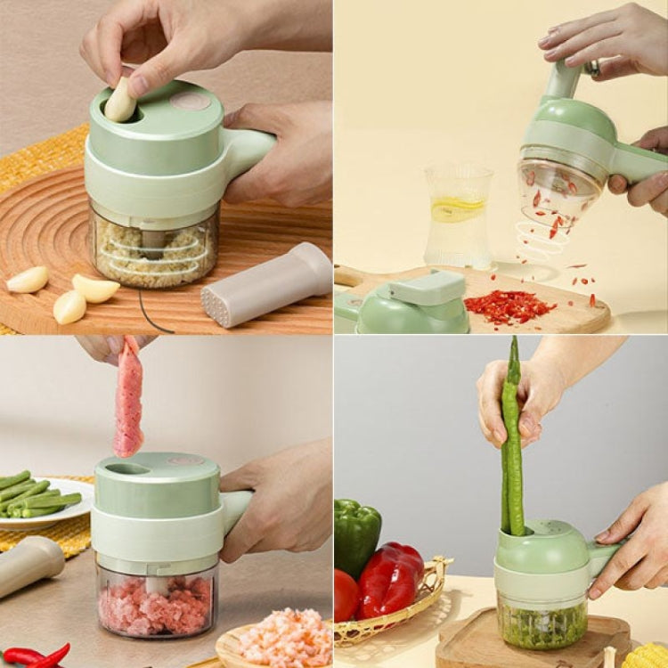 4イン1 ハンドヘルド電動野菜カッターセット ニンニクマッシャー ニンニクチョッパー、ニンニクチョッパー