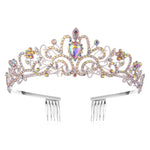 G2888 クリスタルダイヤモンドウェディングパーティーブレイドヘアクラウンショーヘッドバンド、シルバーホワイト、シルバー、ゴールド、ローズゴールド、ABカラフル、ホワイト＋ピンク、ピンク、ブルー、コームなしローズゴールド、コームなしゴールド、カラフルオパール、カラフル、パープルレッドダイヤモンド、ライトパープル、ライトグリーン