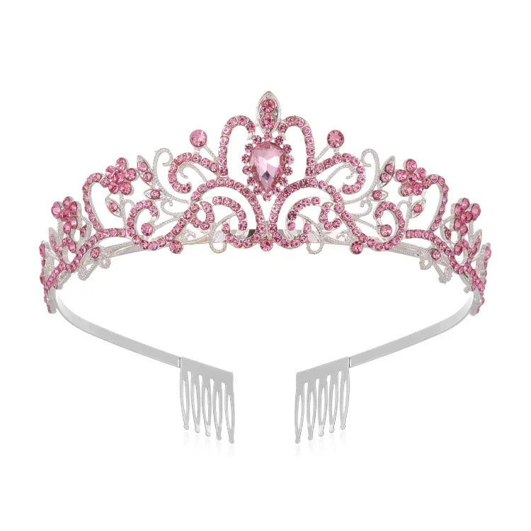 G2888 クリスタルダイヤモンドウェディングパーティーブレイドヘアクラウンショーヘッドバンド、シルバーホワイト、シルバー、ゴールド、ローズゴールド、ABカラフル、ホワイト＋ピンク、ピンク、ブルー、コームなしローズゴールド、コームなしゴールド、カラフルオパール、カラフル、パープルレッドダイヤモンド、ライトパープル、ライトグリーン