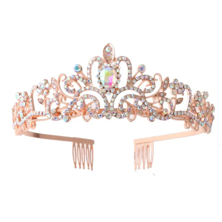 G2888 クリスタルダイヤモンドウェディングパーティーブレイドヘアクラウンショーヘッドバンド、シルバーホワイト、シルバー、ゴールド、ローズゴールド、ABカラフル、ホワイト＋ピンク、ピンク、ブルー、コームなしローズゴールド、コームなしゴールド、カラフルオパール、カラフル、パープルレッドダイヤモンド、ライトパープル、ライトグリーン