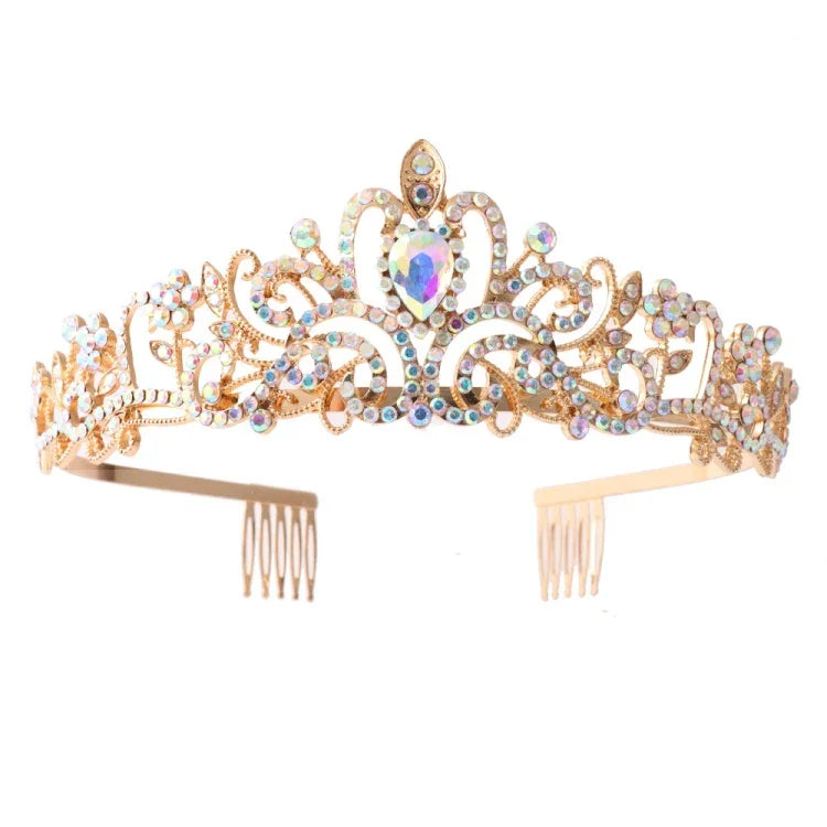 G2888 クリスタルダイヤモンドウェディングパーティーブレイドヘアクラウンショーヘッドバンド、シルバーホワイト、シルバー、ゴールド、ローズゴールド、ABカラフル、ホワイト＋ピンク、ピンク、ブルー、コームなしローズゴールド、コームなしゴールド、カラフルオパール、カラフル、パープルレッドダイヤモンド、ライトパープル、ライトグリーン