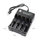 18650 4.2Vリチウム電池 USB独立4スロット充電器、4スロットUSB（ブラック）