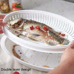 電子レンジ用魚蒸し器 蓋付き 保存蒸し魚皿、蒸し魚皿