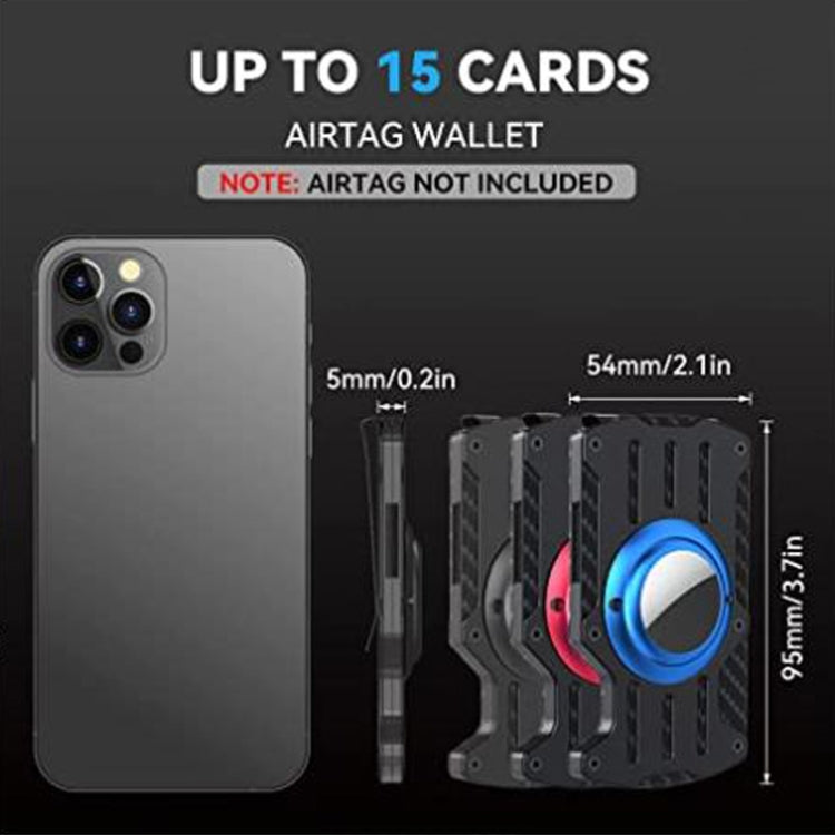 メンズ超薄型トラッカーカードホルダー RFIDメタルカードホルダー AirTag第2世代 / AirTag第1世代用、ブラック、ブルー、レッド