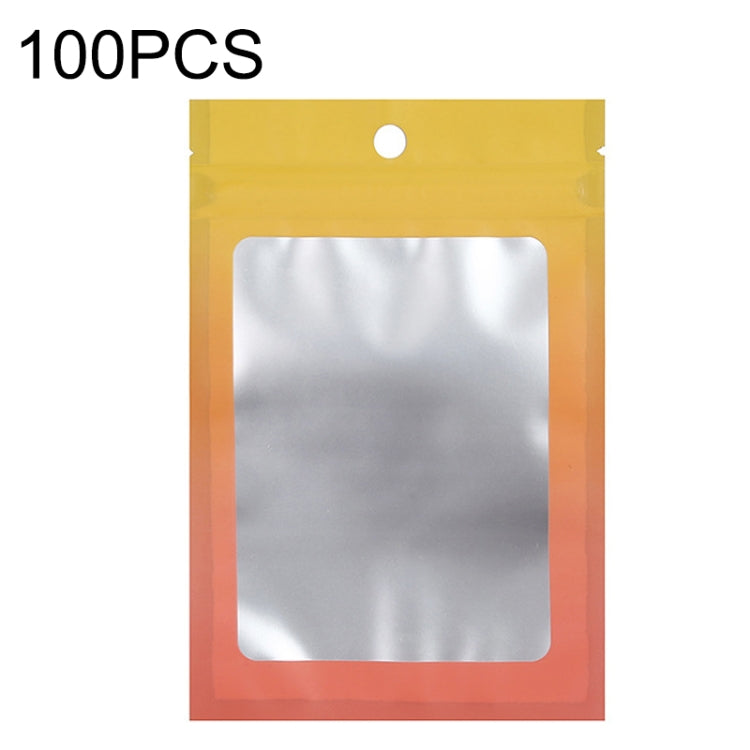 100個入りアルミホイルジップロックバッグ ジュエリーデータケーブル密封包装袋、サイズ: 7.5x10cm（ピンクから紫のグラデーション）、7.5x10cm（ブルーからピンクのグラデーション）、7.5x10cm（ブルーグラデーション）、7.5x10cm（イエローグラデーション）、8.5x13cm（ピンクから紫のグラデーション）