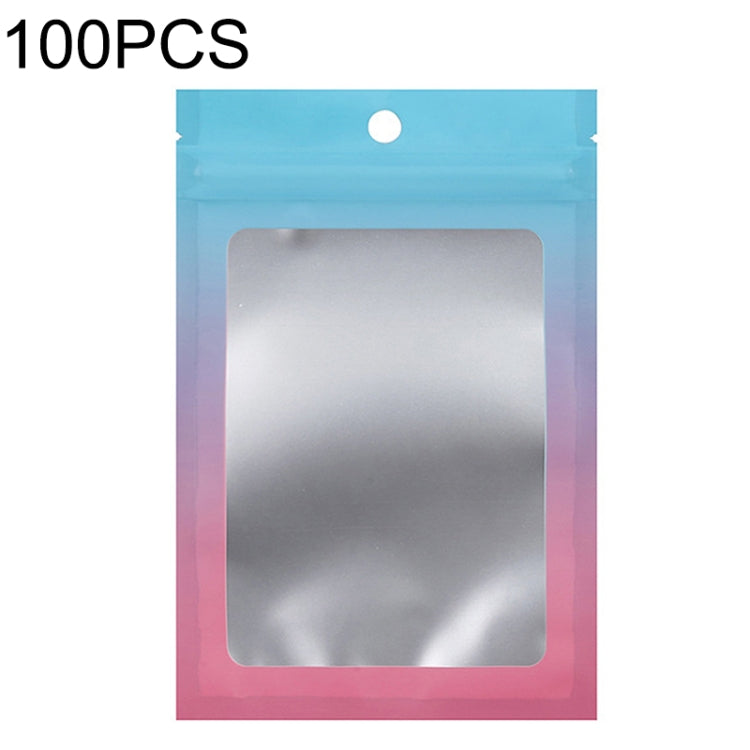 100個入りアルミホイルジップロックバッグ ジュエリーデータケーブル密封包装袋、サイズ: 7.5x10cm（ピンクから紫のグラデーション）、7.5x10cm（ブルーからピンクのグラデーション）、7.5x10cm（ブルーグラデーション）、7.5x10cm（イエローグラデーション）、8.5x13cm（ピンクから紫のグラデーション）