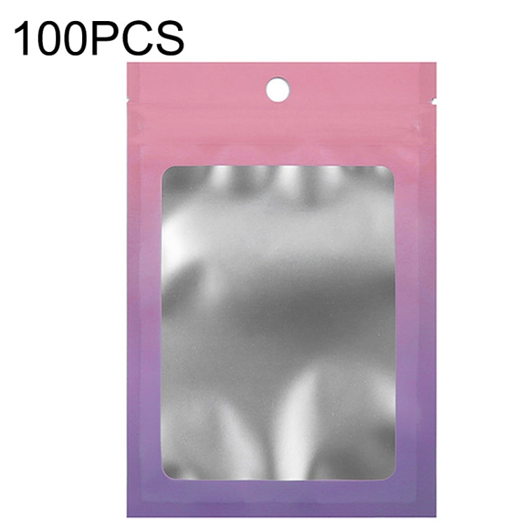 100個入りアルミホイルジップロックバッグ ジュエリーデータケーブル密封包装袋、サイズ: 7.5x10cm（ピンクから紫のグラデーション）、7.5x10cm（ブルーからピンクのグラデーション）、7.5x10cm（ブルーグラデーション）、7.5x10cm（イエローグラデーション）、8.5x13cm（ピンクから紫のグラデーション）