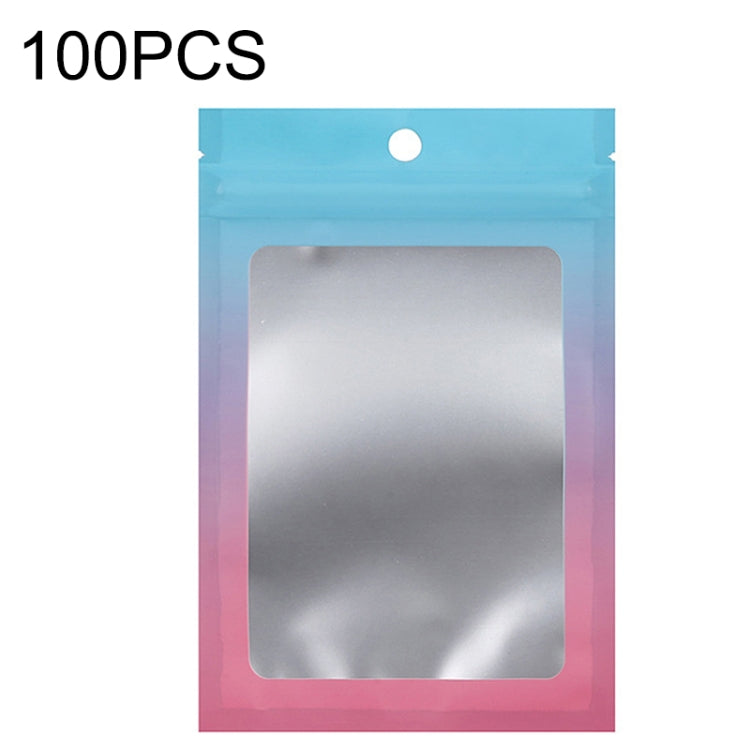 100個入りアルミホイルジップロックバッグ ジュエリーデータケーブル密封包装袋、サイズ: 7.5x10cm（ピンクから紫のグラデーション）、7.5x10cm（ブルーからピンクのグラデーション）、7.5x10cm（ブルーグラデーション）、7.5x10cm（イエローグラデーション）、8.5x13cm（ピンクから紫のグラデーション）