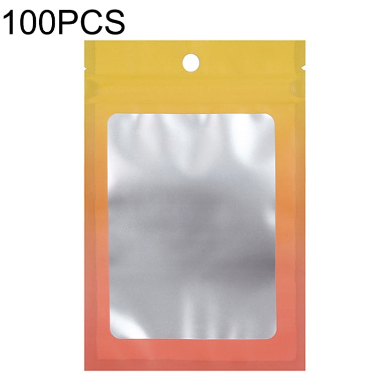 100個入りアルミホイルジップロックバッグ ジュエリーデータケーブル密封包装袋、サイズ: 7.5x10cm（ピンクから紫のグラデーション）、7.5x10cm（ブルーからピンクのグラデーション）、7.5x10cm（ブルーグラデーション）、7.5x10cm（イエローグラデーション）、8.5x13cm（ピンクから紫のグラデーション）