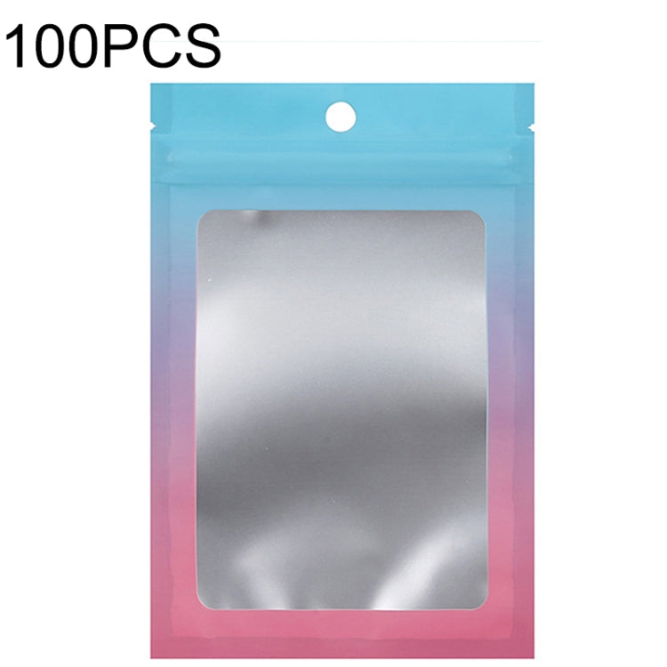 100個入りアルミホイルジップロックバッグ ジュエリーデータケーブル密封包装袋、サイズ: 7.5x10cm（ピンクから紫のグラデーション）、7.5x10cm（ブルーからピンクのグラデーション）、7.5x10cm（ブルーグラデーション）、7.5x10cm（イエローグラデーション）、8.5x13cm（ピンクから紫のグラデーション）