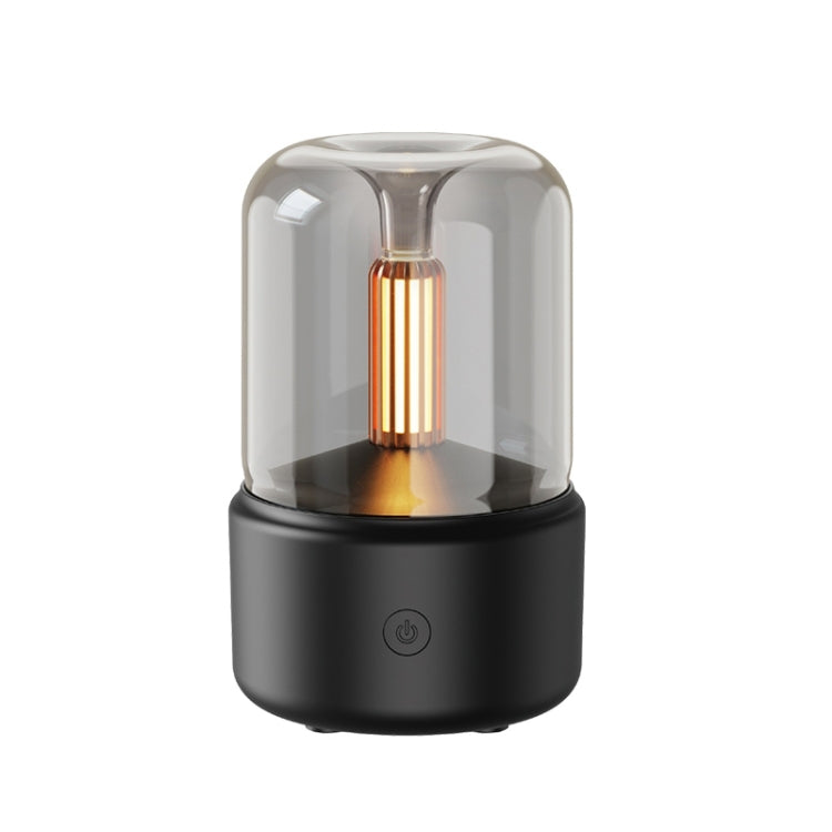 120ML シミュレートキャンドルライトアロマディフューザー USB家庭用雰囲気ナイトライト加湿器, DQ702（ブラック）, DQ702（ベージュ）