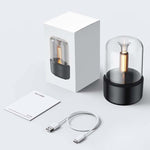120ML シミュレートキャンドルライトアロマディフューザー USB家庭用雰囲気ナイトライト加湿器, DQ702（ブラック）, DQ702（ベージュ）